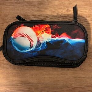 Baseball Print Pencil Case - Black, Blue, Red